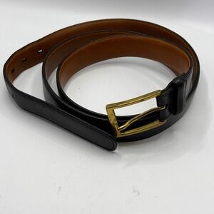 Saks Fifth Avenue Mens Black Leather Belt Brass Buckle Size 42 SFA Made in USA